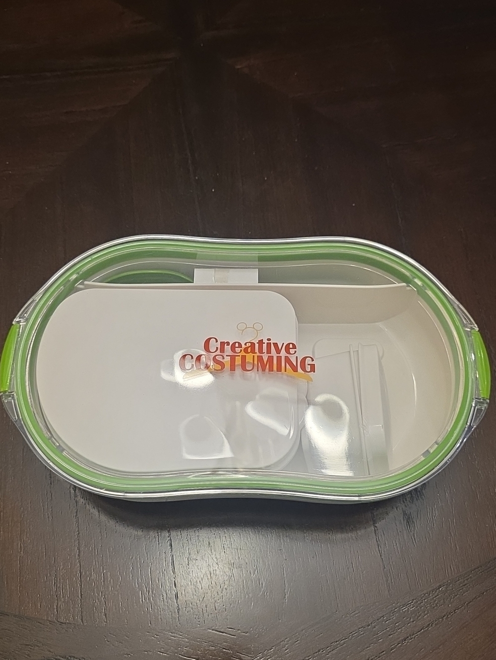 Creative Costuming Oval Lunchbox - White & Lime Green